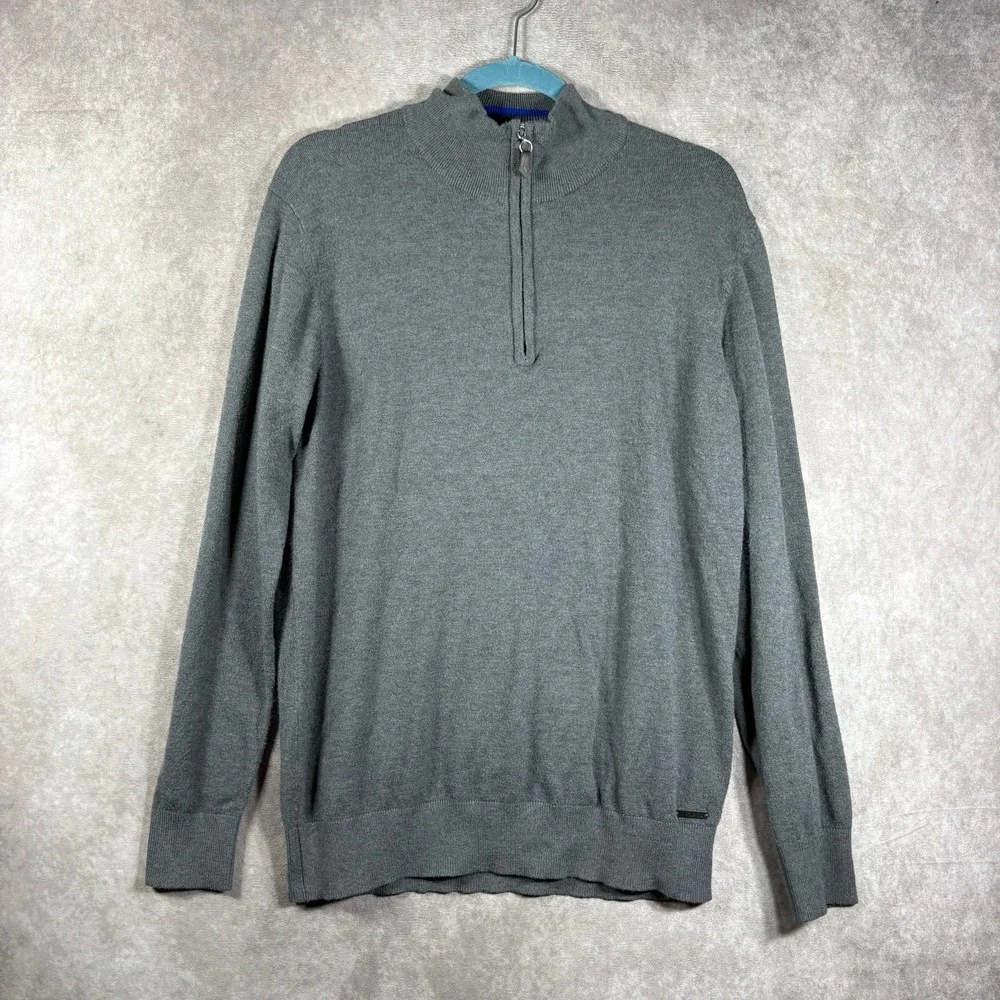 The Kangol Sweater Mens Size 2XL Gray Knit Quarter Zip Pullover Mock Neck 90s